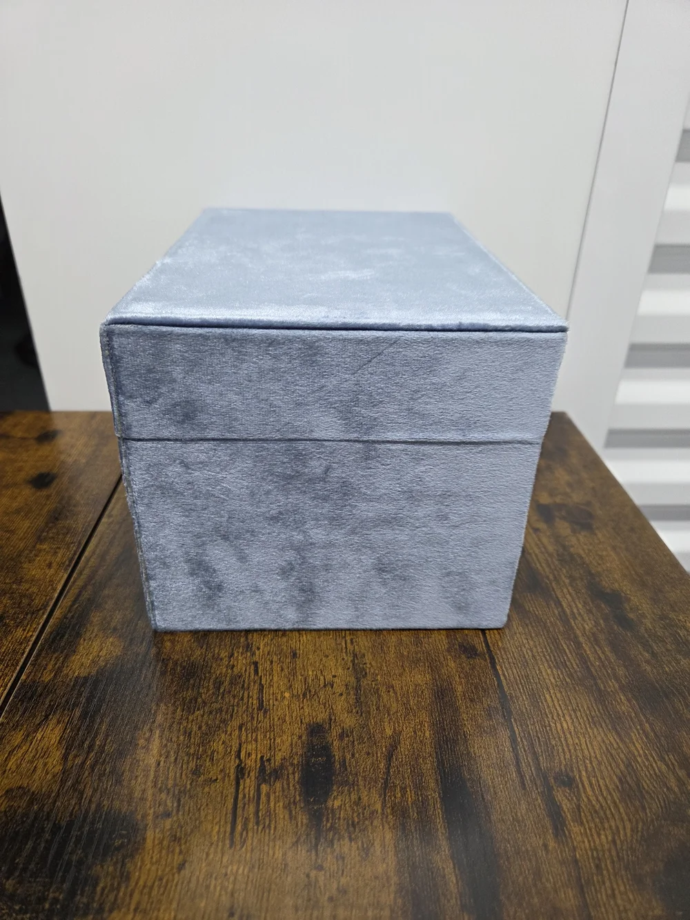 Dajason Velvet Jewelry Storage Box Light Gray Gold Hardware Chic